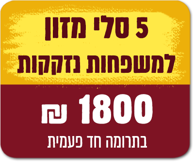 5 סלי מזון למשפחות נזקקות - 1800 ₪
