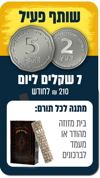 שותף פעיל - 7 ₪ ליום (210 ₪ לחודש) למשך שנה - 210 ₪