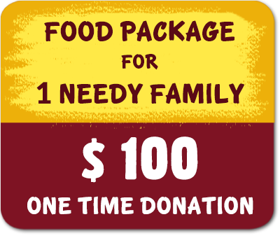 1 food package for 1 needy family - 100 $