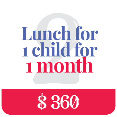 Lunch for 1 child for 1 month - 360 $